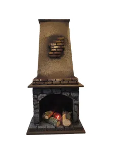 Camino in legno e sughero con effetto fuoco per statue da 18-20 cm 2