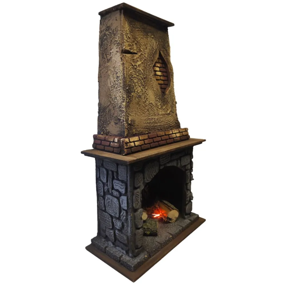 Wood and Cork Fireplace with Fire Effect, for 28–30 cm Nativity Figures