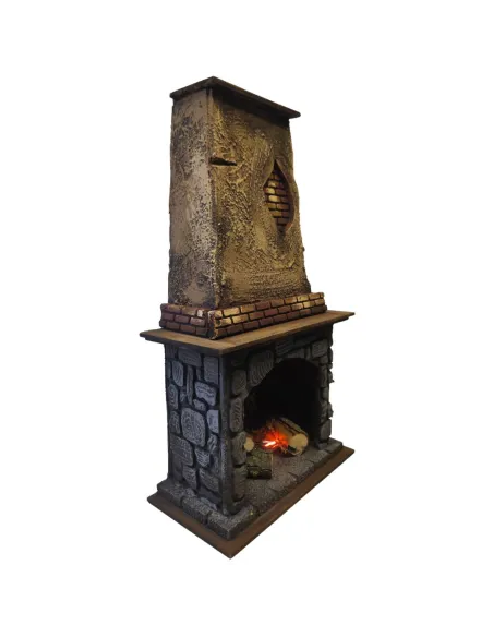 Wood and Cork Fireplace with Fire Effect, for 28–30 cm Nativity Figures