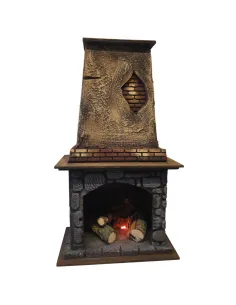 Camino in legno e sughero con effetto fuoco per statue da 28-30 cm 2