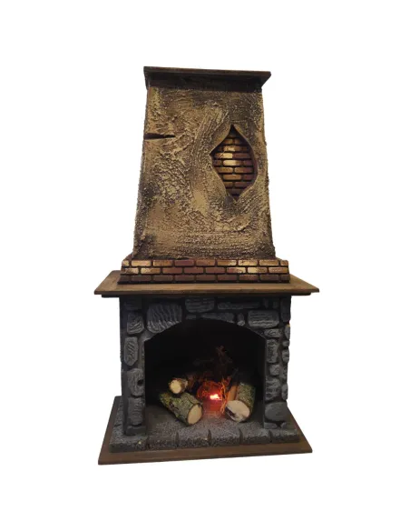 Wood and Cork Fireplace with Fire Effect, for 28–30 cm Nativity Figures