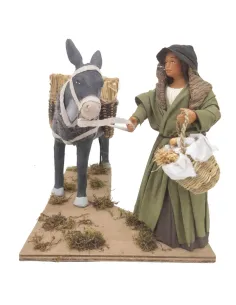 Animated Terracotta Woman with Donkey - 25 cm 2