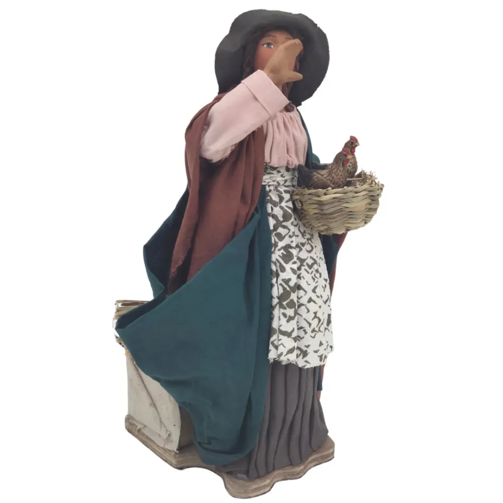 Animated Terracotta Hens Vendor - 25 cm