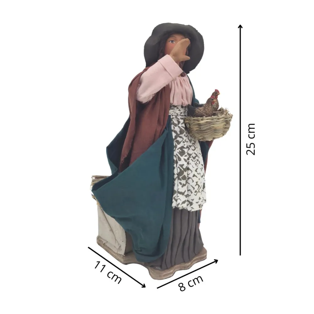 Animated Terracotta Hens Vendor - 25 cm