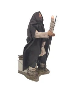 Animated Terracotta Man with Lighted Torch - 25 cm