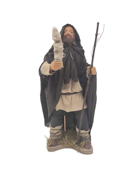 Animated Terracotta Man with Lighted Torch - 25 cm