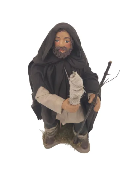Animated Terracotta Man with Lighted Torch - 25 cm