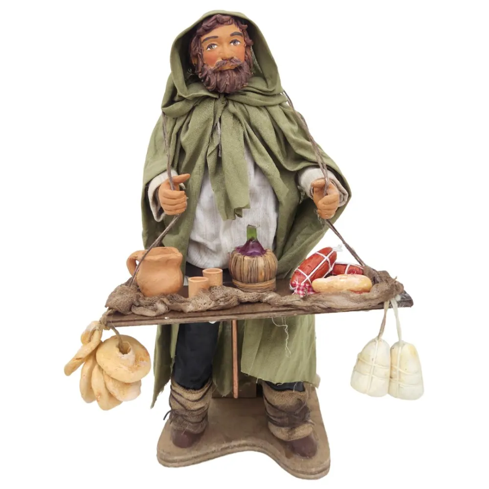 Venditore di salumi e formaggi in terracotta in movimento 25 cm