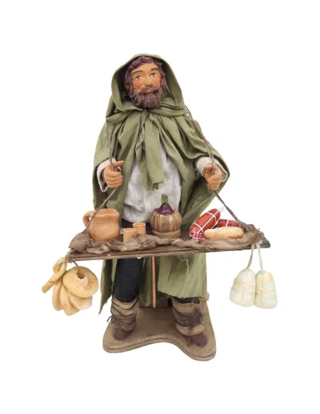 Animated Terracotta Cured Meats and Cheese Vendor - 25 cm