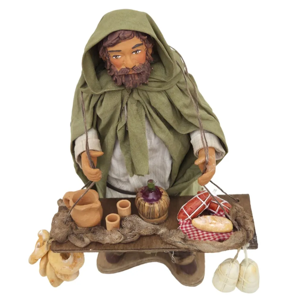 Venditore di salumi e formaggi in terracotta in movimento 25 cm