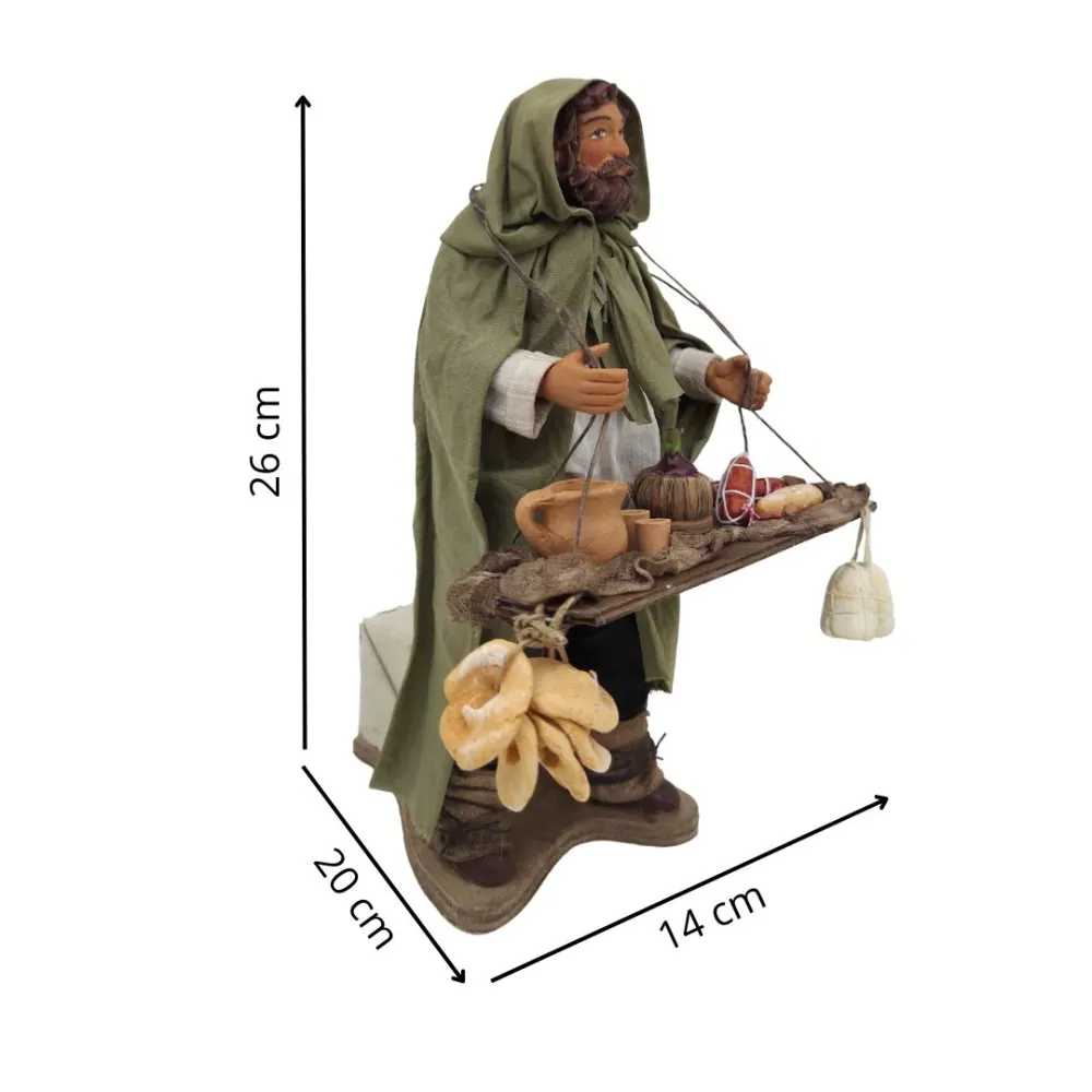 Venditore di salumi e formaggi in terracotta in movimento 25 cm