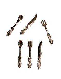 Set 6 posate colore argento per statue da 15 cm