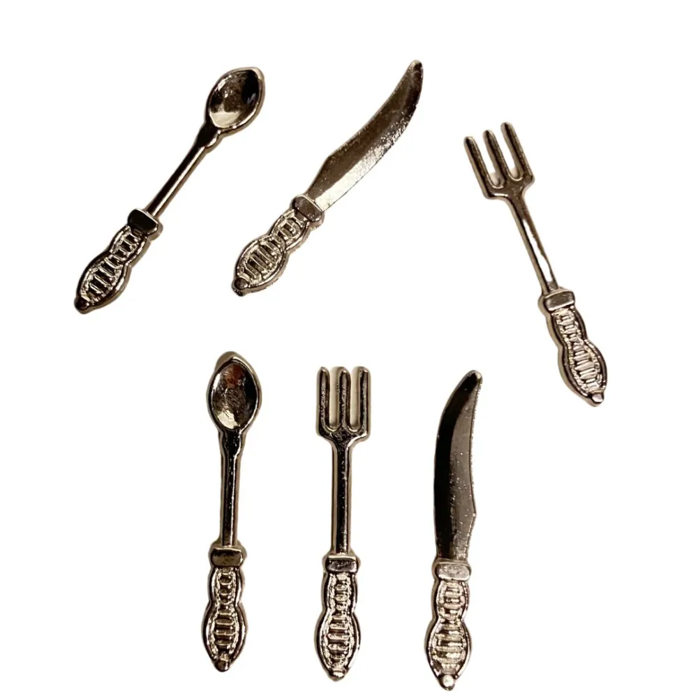 6-Piece Silver-Coloured Cutlery Set for 15 cm Nativity Figures