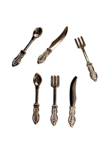 Set 6 posate colore argento per statue da 15 cm