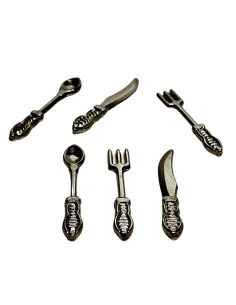 Set 6 posate colore argento per statue da 15 cm 2