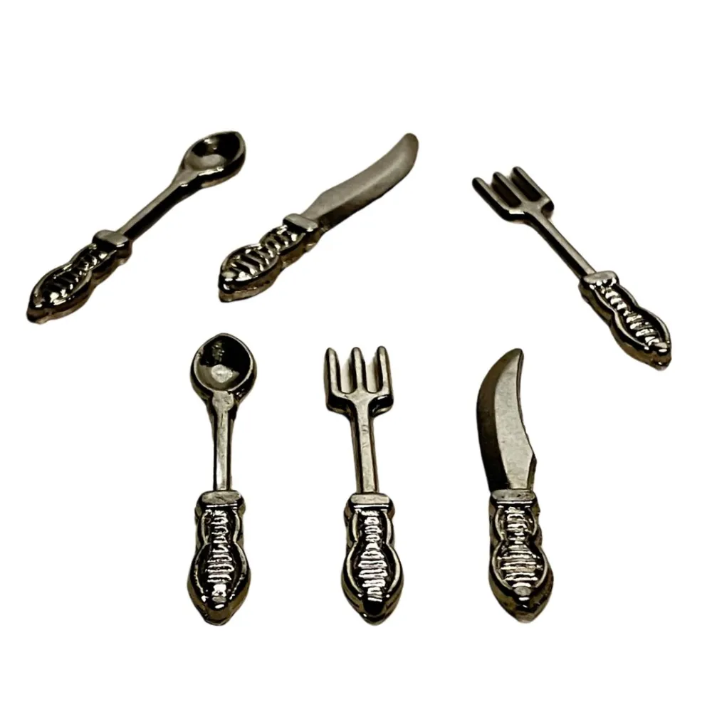 6-Piece Silver-Coloured Cutlery Set for 15 cm Nativity Figures