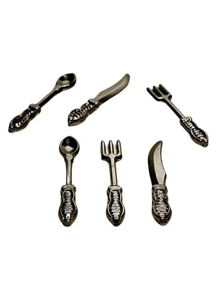 Set 6 posate colore argento per statue da 15 cm