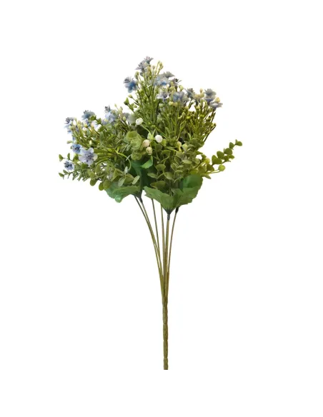 Ramo con fiori blu doppio petalo per statue da 25-30 cm