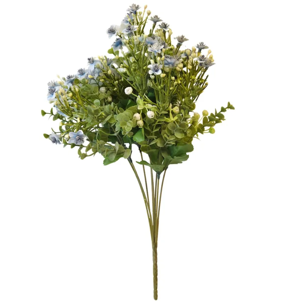 Ramo con fiori blu doppio petalo per statue da 25-30 cm