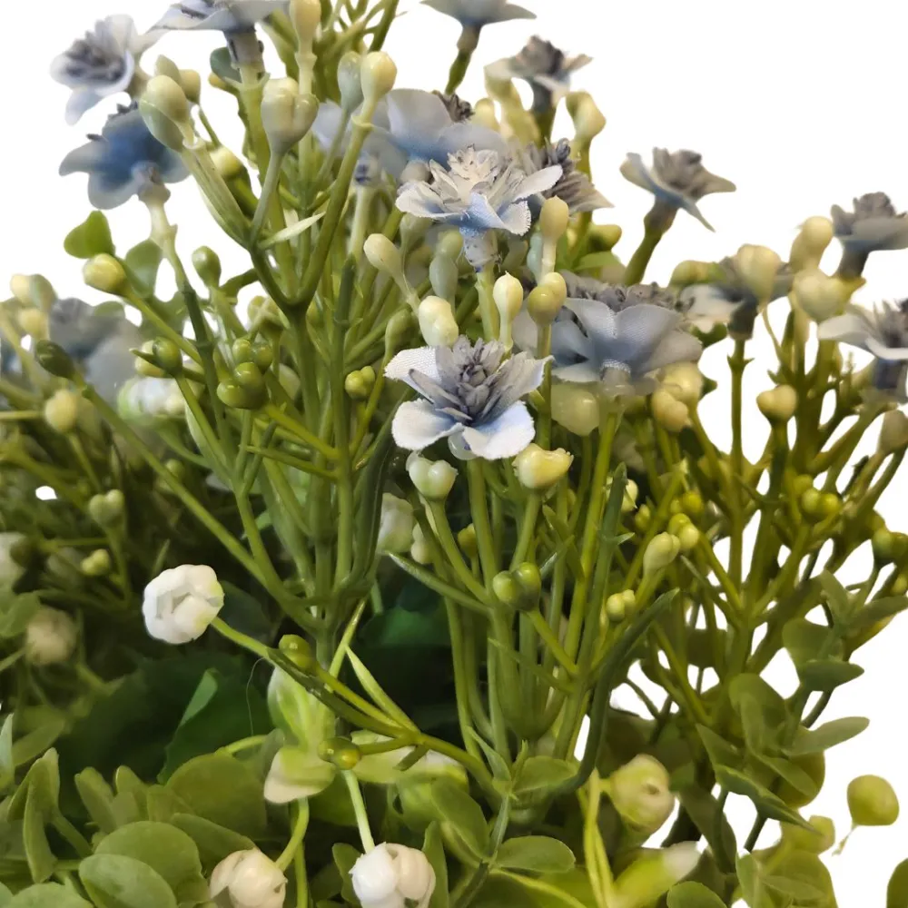 Ramo con fiori blu doppio petalo per statue da 25-30 cm