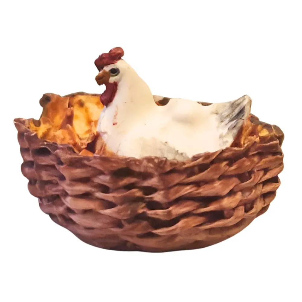 Resin Hen Nesting in a Nest for 10–12 cm Nativity Figures
