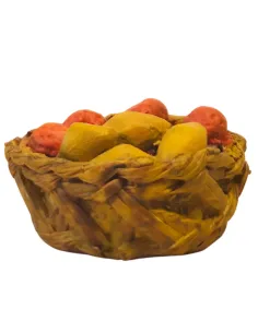 Resin Wicker Basket with Lemons and Oranges for 10–12 cm Nativity Figures