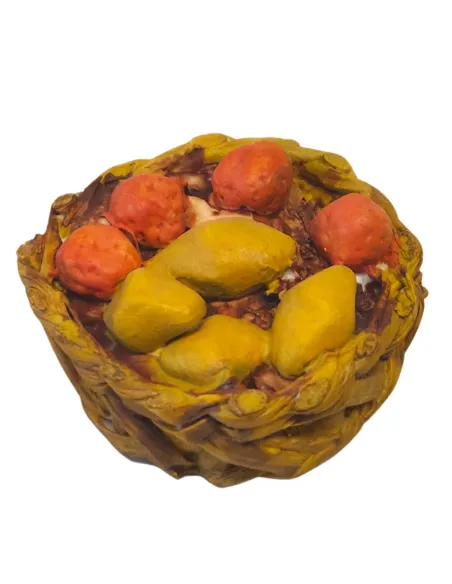 Resin Wicker Basket with Lemons and Oranges for 10–12 cm Nativity Figures