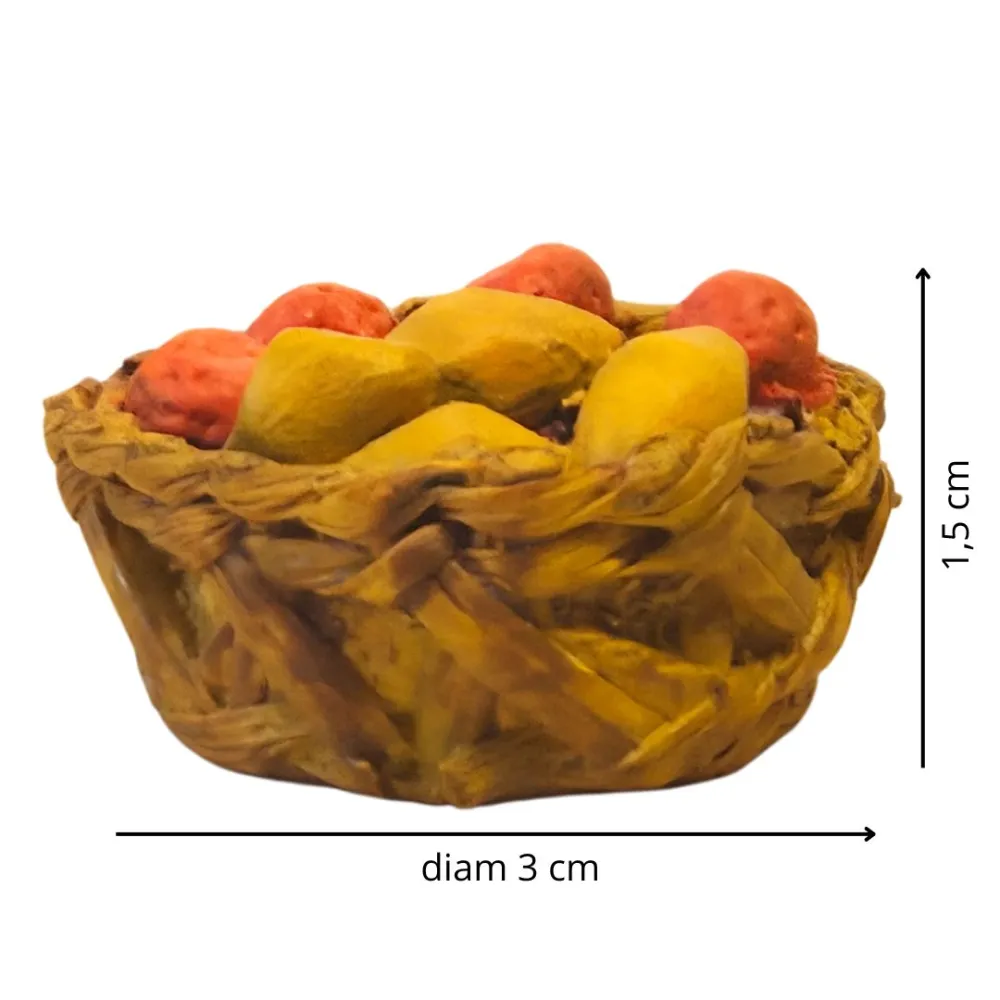 Resin Wicker Basket with Lemons and Oranges for 10–12 cm Nativity Figures