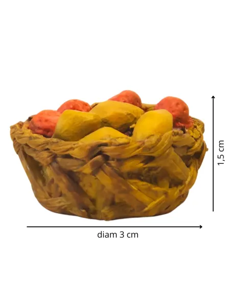 Resin Wicker Basket with Lemons and Oranges for 10–12 cm Nativity Figures