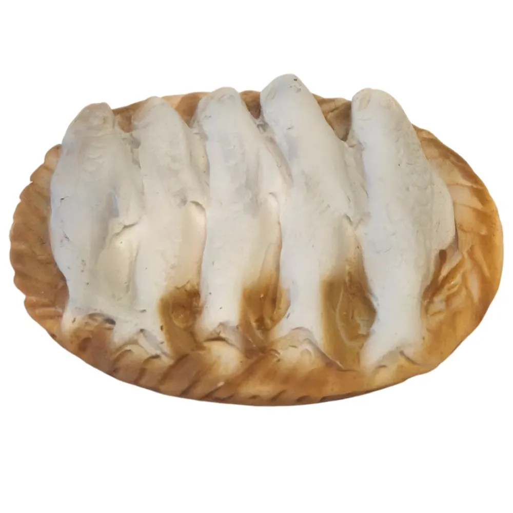 Cesto con pesce in resina per statue da 10-12 cm