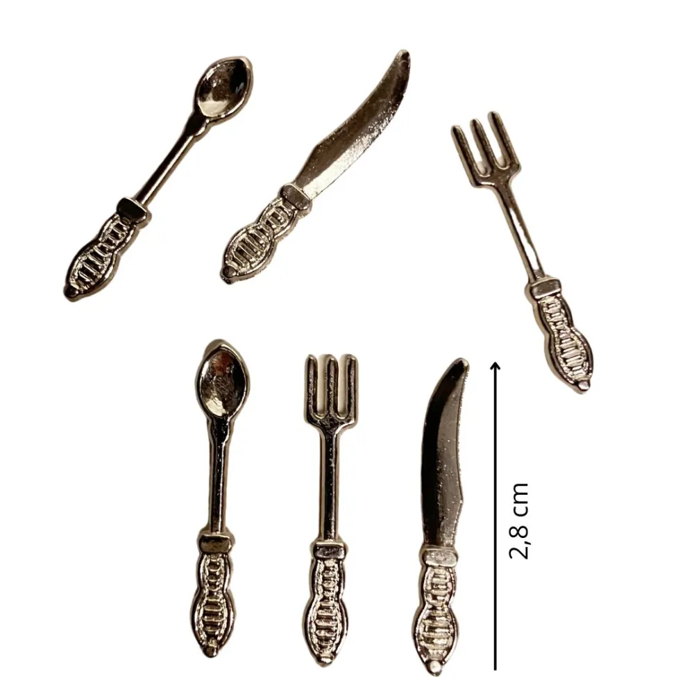 6-Piece Silver-Coloured Cutlery Set for 15 cm Nativity Figures