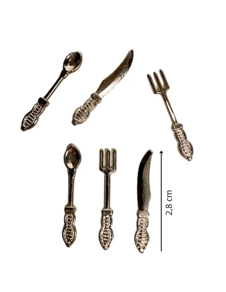 Set 6 posate colore argento per statue da 15 cm