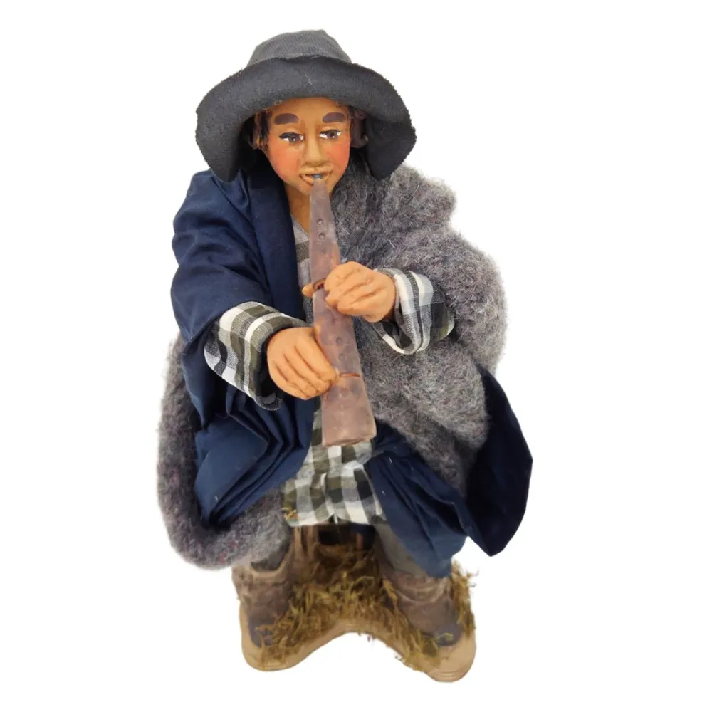Animated Terracotta Piffero Player, 25 cm