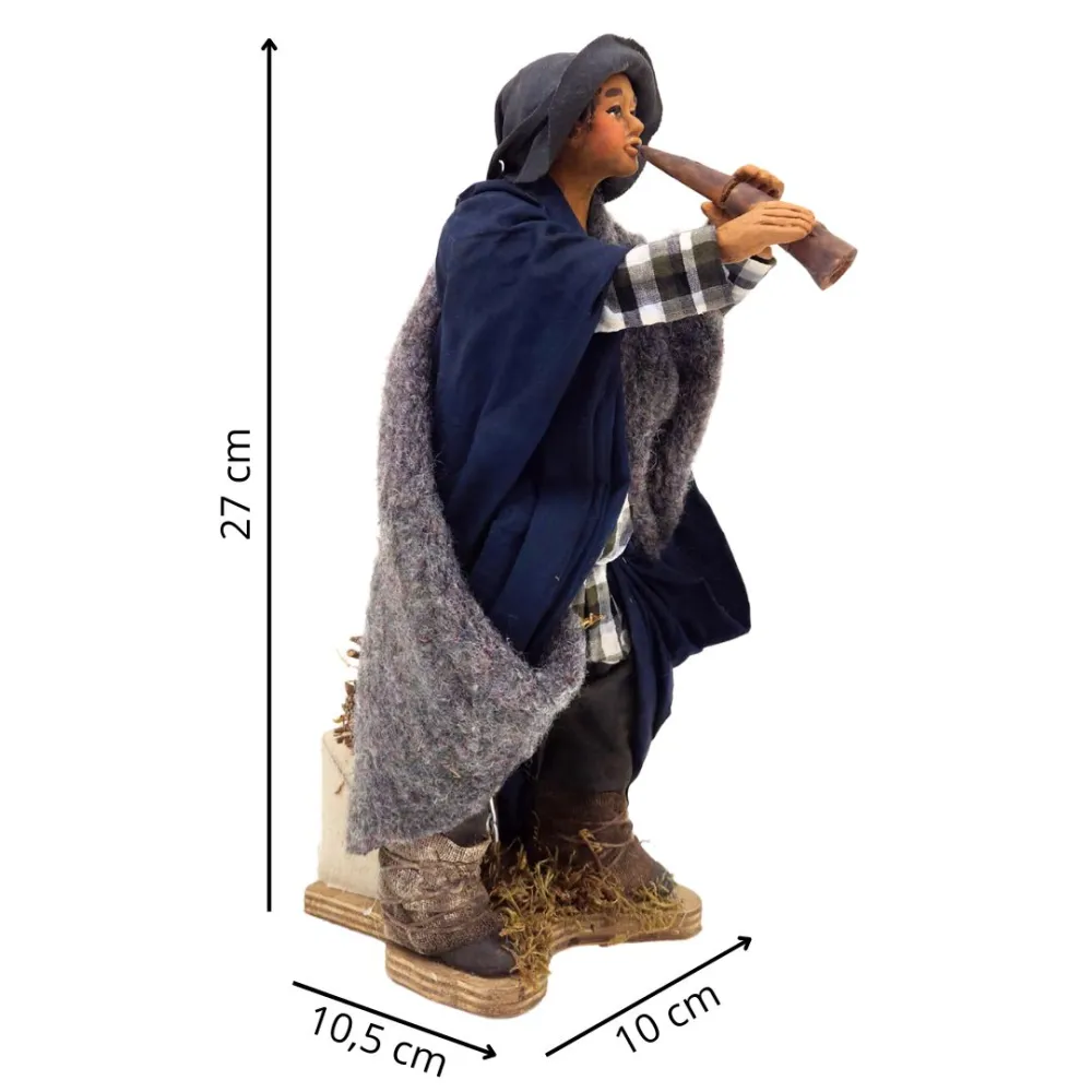 Animated Terracotta Piffero Player, 25 cm
