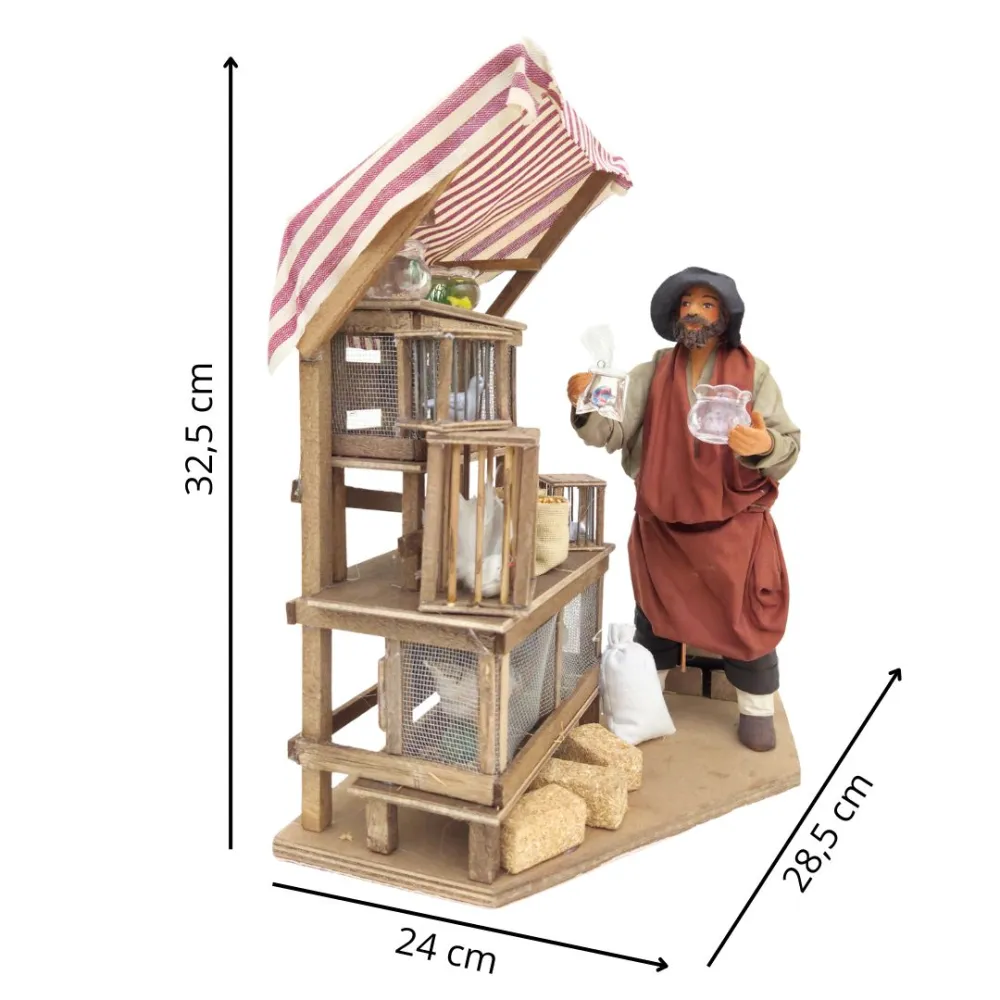 Animated Terracotta Animal Seller, 25 cm