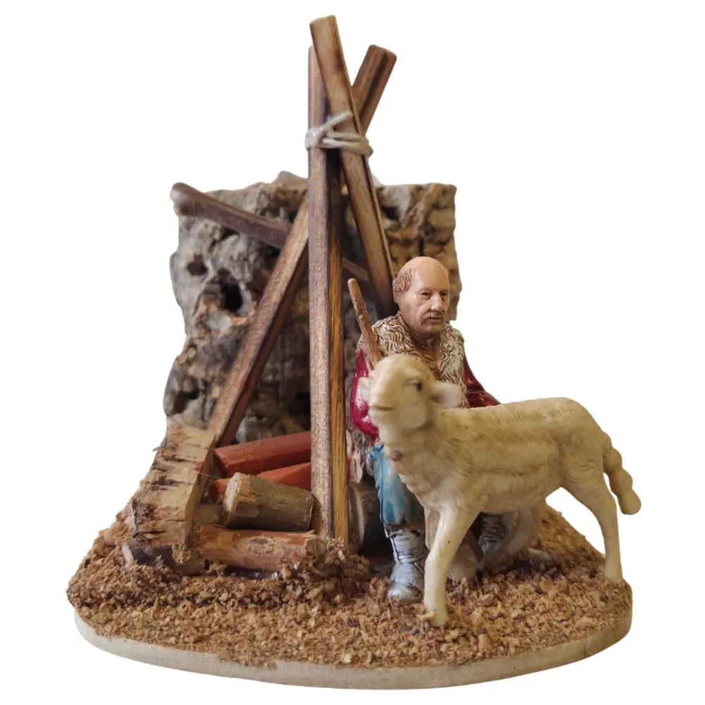 Landi Shepherd with Sheep, 10 cm