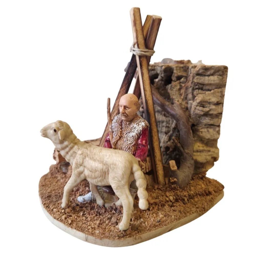 Landi Shepherd with Sheep, 10 cm