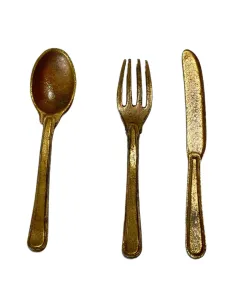 3-Piece Bronze-Coloured Cutlery Set for 30 cm Nativity Figures