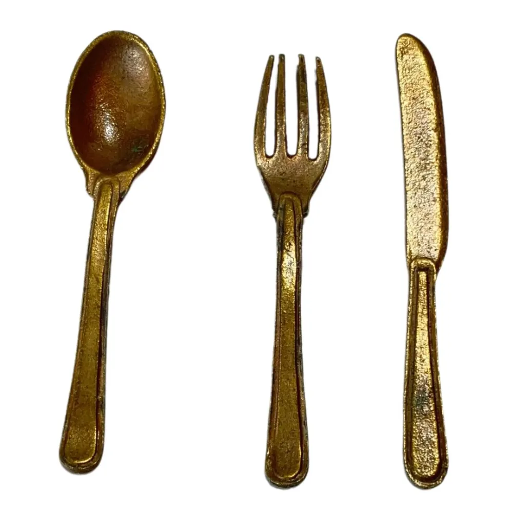 3-Piece Bronze-Coloured Cutlery Set for 30 cm Nativity Figures