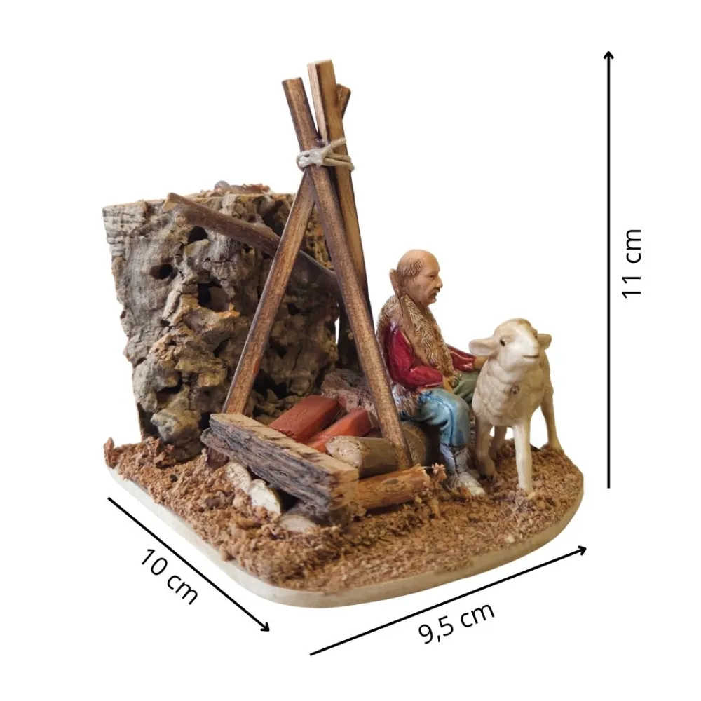 Landi Shepherd with Sheep, 10 cm