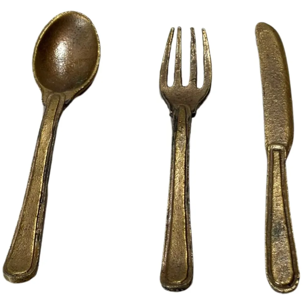 3-Piece Bronze-Coloured Cutlery Set for 30 cm Nativity Figures