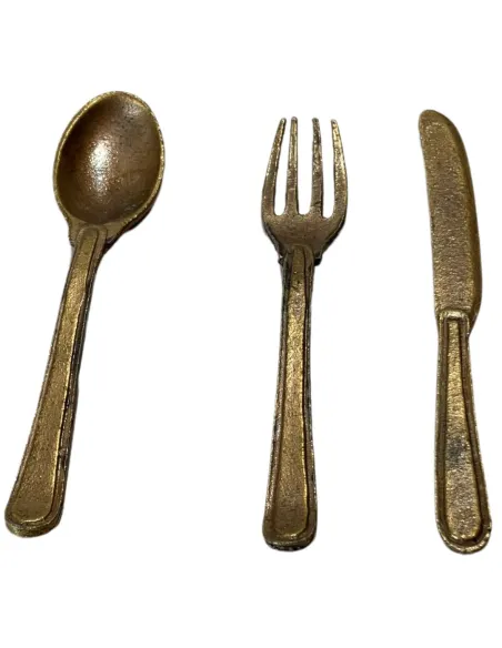3-Piece Bronze-Coloured Cutlery Set for 30 cm Nativity Figures