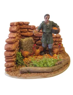 Oliver Farmer with Hens, 8 cm 2