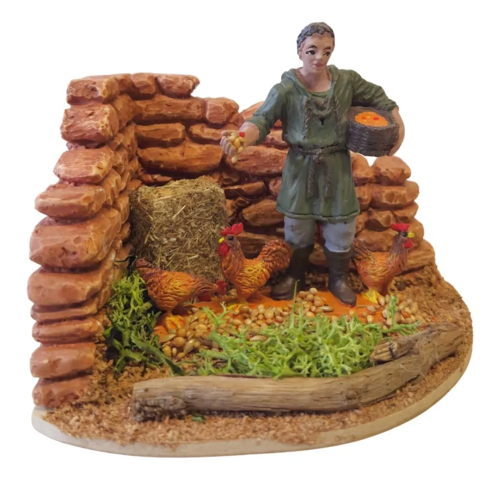 Oliver Farmer with Hens, 8 cm