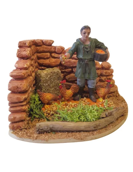 Oliver Farmer with Hens, 8 cm
