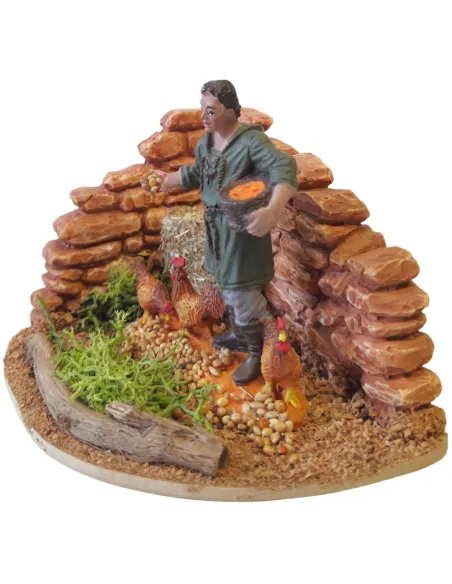 Oliver Farmer with Hens, 8 cm