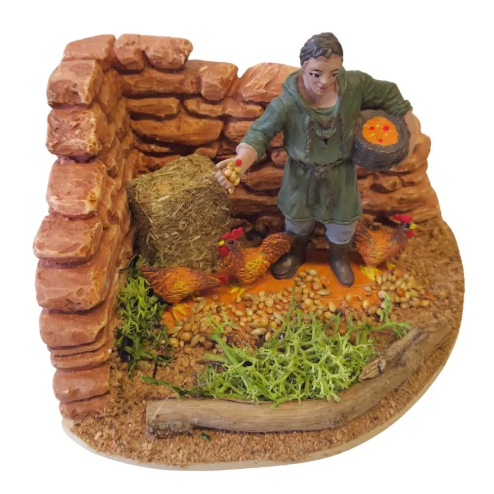 Oliver Farmer with Hens, 8 cm