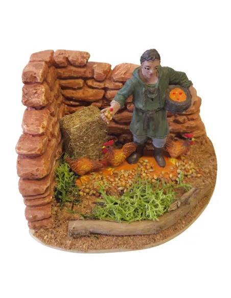 Oliver Farmer with Hens, 8 cm