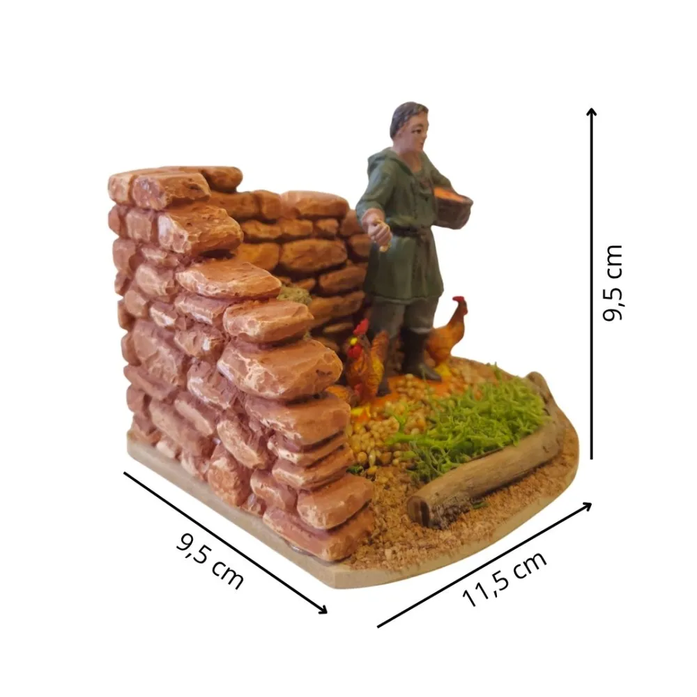 Oliver Farmer with Hens, 8 cm