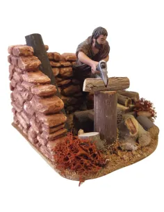 Oliver Woodcutter with Woodland Setting, 10 cm